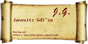 Janovitz Géza névjegykártya